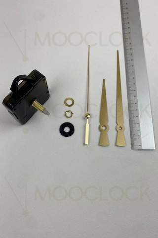 Saat Makinesi, Akar Sessiz Duvar Saati Mekanizması, 22 Mm Şaft, Akrep-yelkovan-saniye- Askılı Gold