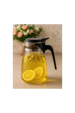 Özel Üretim Akşam Çayı Günün Yorgunluğu Ev Hediyesi 900 Ml Süzgeçli Cam Sürahi