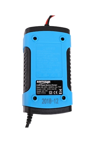 Symbee 12v 6a Akıllı Akü Şarj Cihazı, Tam Otomatik, Pil Onarımı, Soğutma Fanlı, Lityum Dışında Akü Tipleri İçin, Mavi, Avrupa Standartı