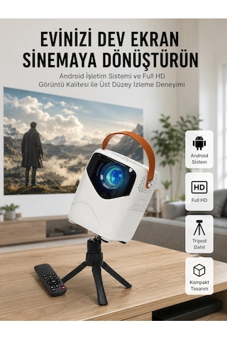 Hd Ayaklı Portatif Projeksiyon Cihazı Bluetooth Wifi Akıllı Android İşlemcili 88349603