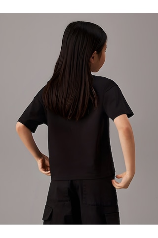 Uyguntarz Çocuk Çiçekler Baskılı Pamuklu Tshirt Siyah