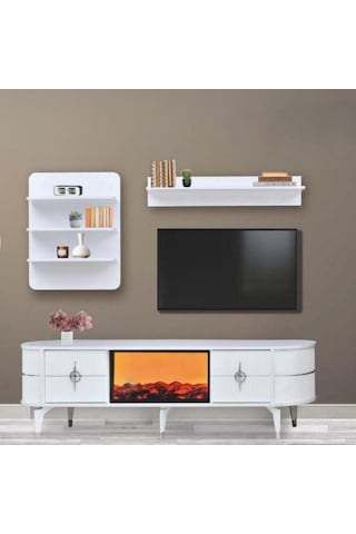 Maya Duvar Ünitesi - Beyaz Gümüş Beyaz - Gümüş