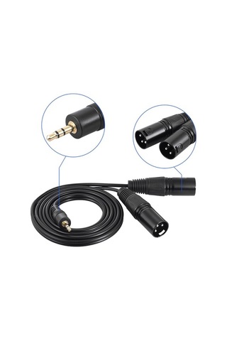 Fortunelane 1.5m Siyah Xlr Erkek Çift Bağlantılı 3.5mm Ses Kablosu - Ofc Telleri İle Mükemmel Sinyal Kalitesi
