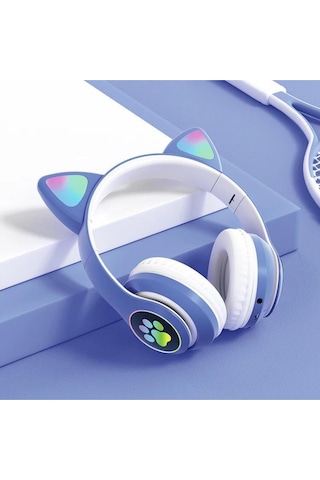 Rainwork Kedi Kulaklık 5.0 Akıllı Rgb Led Detaylı Bluetooth Kablosuz Kulaklık Çocuk Oyuncu