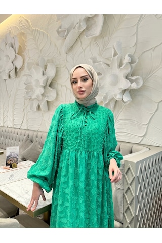 Olla Collection Tüylü Şifon Elbise Benetton