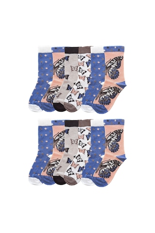 12li Kız Çocuk Çorap Uzun Soket Pamuklu Dikişsiz Renkli Yumuşak Karışık