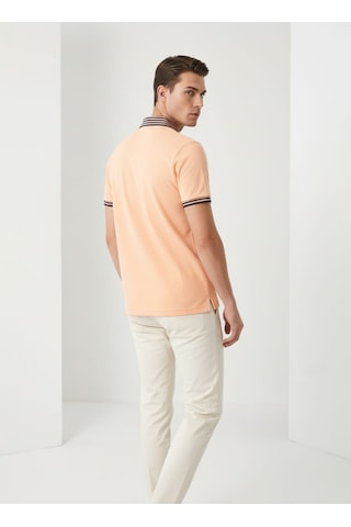 Giyim Dünyası Erkek Yaka Çizgili Polo Yaka Kısa Kol Tshirt Somon