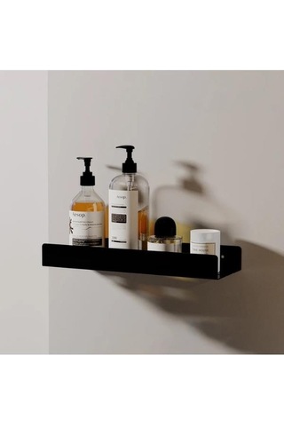 Dekoratif Siyah Metal Banyo Rafı Şampuanlık Duş Rafı Banyo Düzenleyici Siyah