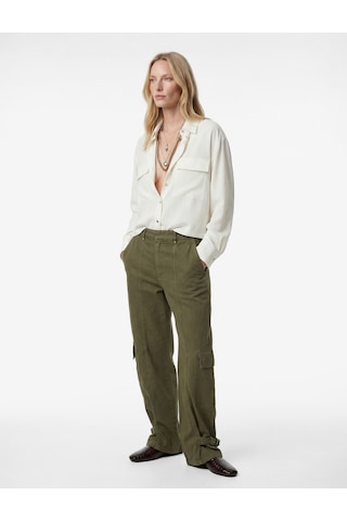 Koton Regular Fit Uzun Kollu Kapaklı Cep Detaylı Saten Crop Gömlek Beyaz 6sak60113pw