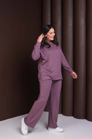 Önü Taş Baskılı Alt-üst Takım Mor