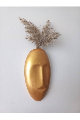 Dekoratif Mask Duvar Vazosu, Duvar Dekoru ,heykel Duvar Süsü,gold