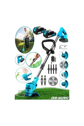 Dragro Alman DRGM3800 Eco Pro 2 Akülü M 3800 VF 20 AH Teleskopik Uzatmalı Çim Biçme Makinesi