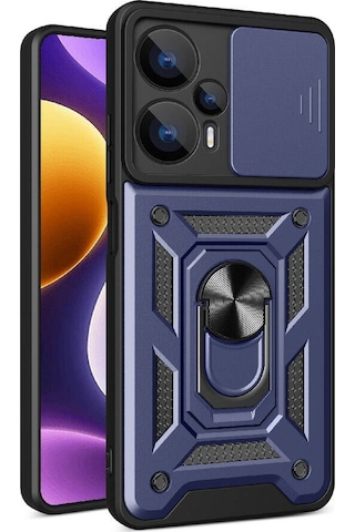 Xiaomi Poco F5 Kılıf Manyetik Standlı Kamera Korumalı Yüzüklü Zırh Tank Kılıf Koruyucu Kapak
