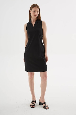Fashion Friends Polo V Yaka Kolsuz Siyah Kadın Elbise 26y0600k1