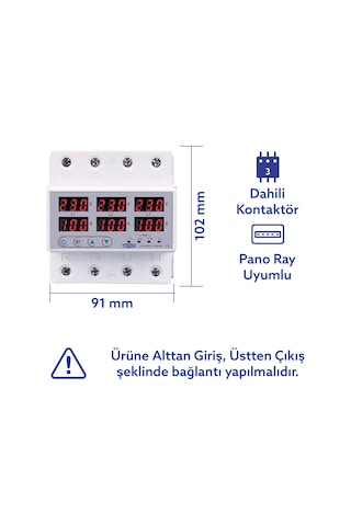 Tomzn Trifaz Gerilim ve Akım Koruma Rölesi Yüksek Alçak Voltaj Koruyucu Röle 220V 100A 3Faz