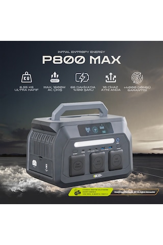 512wh 1600w Max. Lifepo4 Taşınabilir Güç Kaynağı Dahili Fener Ve Kablo Seti +4000 Döngü %99.99 Bms Çoklu Çıkış P800