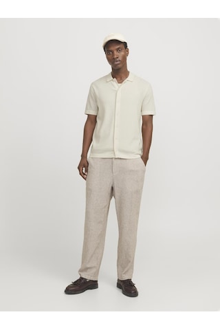 Jack & Jones Erkek Örme Gömlek - Emil - 12268220 Cloud Dancer Çok Renkli