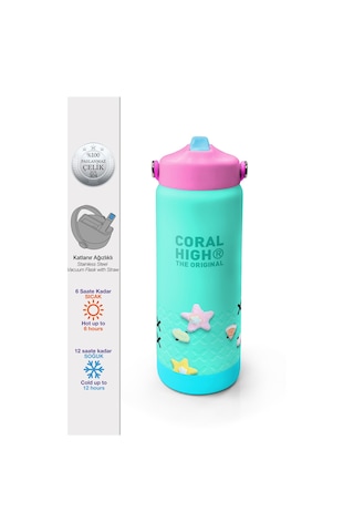Coral High Su Yeşili Desenli Katlanır Ağızlıklı Çelik Termos 650 Ml 38351 Su Yeşili