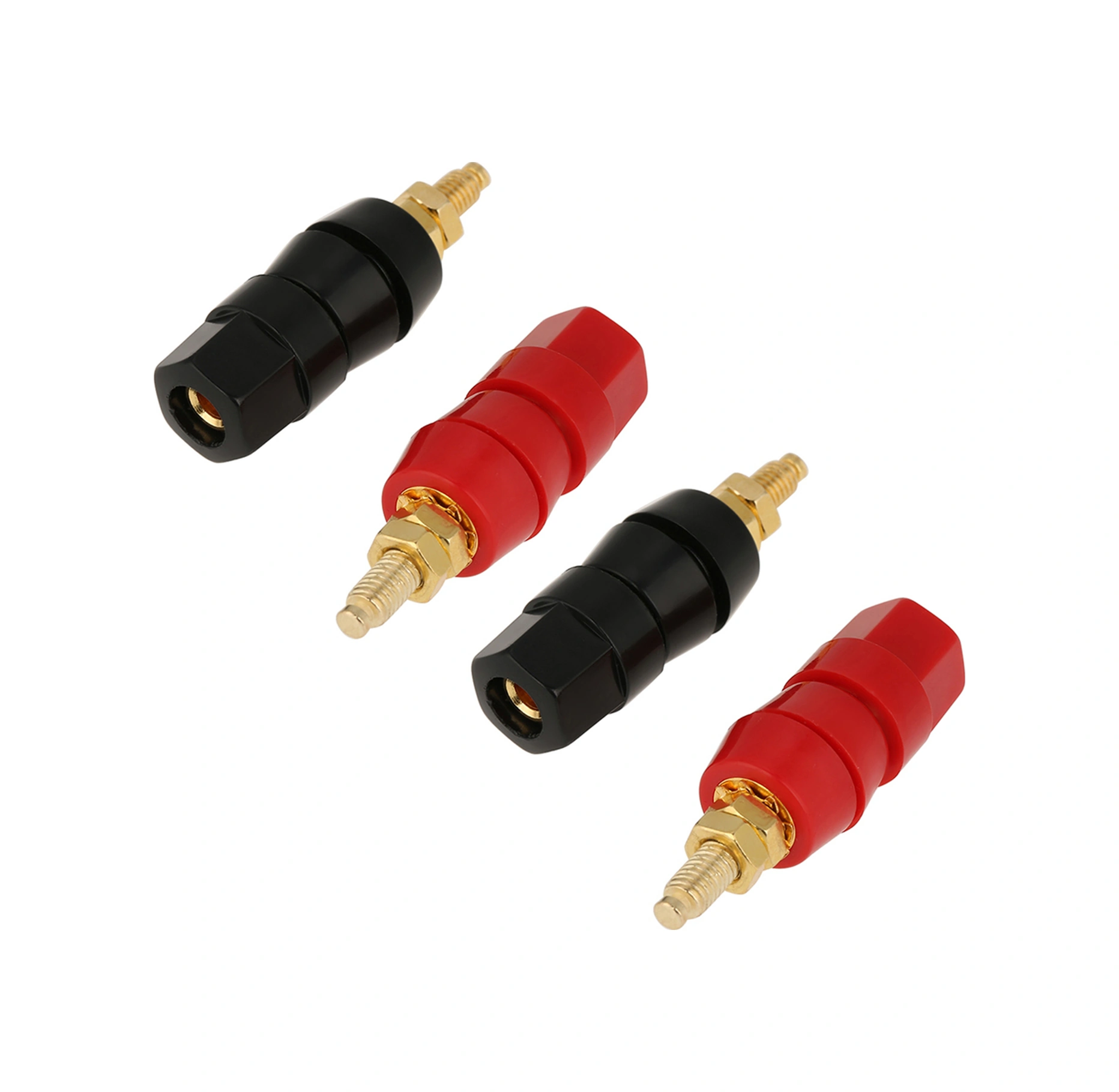 Tenfowee 4 Adet Altın Kaplı Hoparlör Bağlantı Terminali Kırmızı-siyah , 4mm Muz Plug Uyumlu, Amfi Ve Ses Cihazları İçin Kolay Kurulum