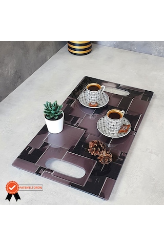 Decorita Cam Tepsi Siyah Küpler 29Cm X 52Cm