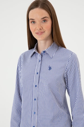 U.S. Polo Assn. Kadın Saks Çizgili Uzun Kollu Gömlek 50316492-VR045