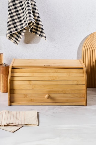 Grazia Bambu Lüks Panjur Kapaklı Ekmek Dolabı Ekmeklik 16342 Ahşap