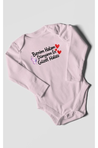 Morivokids Benim Halam Dünyanın En Güzel Halası Uzun Kollu Çıtçıtlı Bebek Body Bebe Pembe