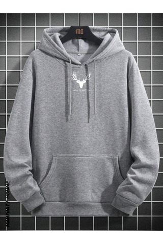 Altamira Erkek Geyik Baskı Kapüşonlu Sweatshirt 001