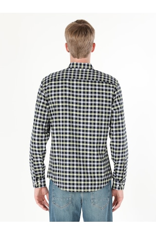 Colin's Slim Fit Kareli Lacivert Erkek Uzun Kol Gömlek CL1059612_Q1.V1_NAV Lacivert