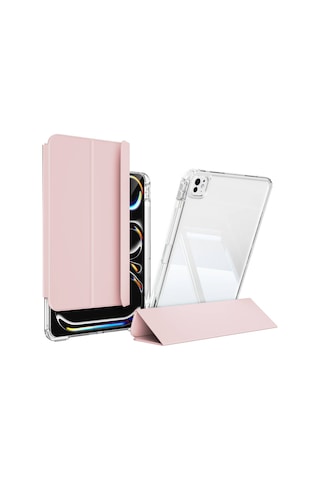 İpad Uyumlu Pro 11 İnç M4 2024 Kılıf Kalem Bölmeli Akrilik Şeffaf Ayrılabilir Case A2836 A2837 A3006 Kılıf