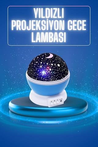 Yıldızlı Gece Lambası Mor Projeksiyon Görünümlü Masa Lambası Renk Değiştirebilen Çok Renkli