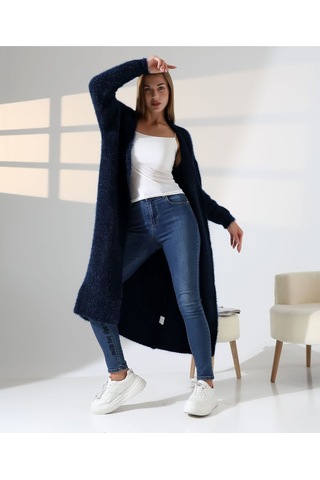 Redmina Fashion Yumuşak Dokulu Uzun Hırka Lacivert