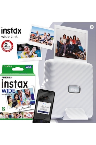Fujifilm Instax Wide Link Akıllı Telefon Yazıcısı + 10'lu Film Beyaz