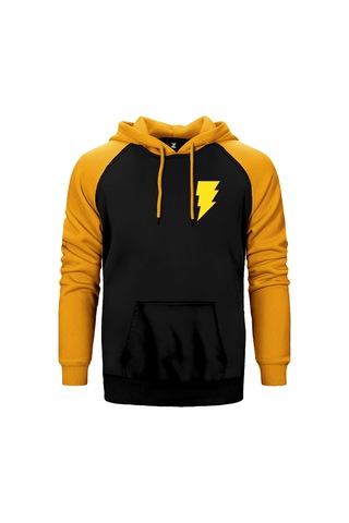 Black Adam Yellow Logo Gri Renk Reglan Kol Sweatshirt / Hoodie
