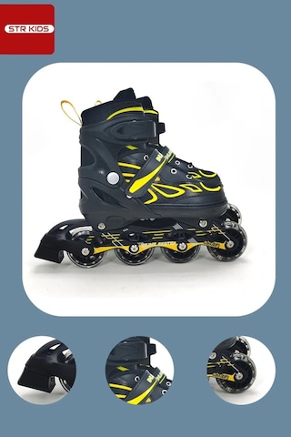 Vadi Sarı Silikon Tekerli Ayarlanabilir Işıklı Paten S 31-34 Hp7128 Sarı