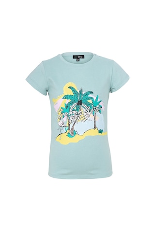 Brz Kids Palmiye Baskılı Kız Çocuk T-shirt-aqua Sea Mavi