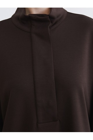 Lcw Modest Kahverengi Soft Touch Oversize Kadın Sweatshirt Tunik