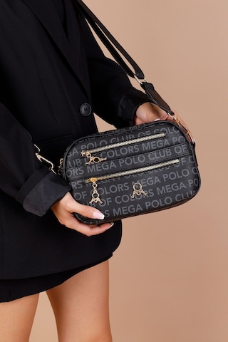Mega Polo Kadın Monogram Çapraz Çanta Siyah