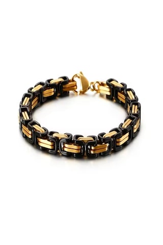 Çelik Bileklik Kral Zincir Model 0.5 Mm 22 Cm Bizans Bağlantı Tasarım Gold Siyah Siyah - Gold
