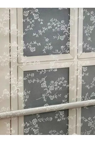Çiçek Desen Çiftli Sistem Mekanizmalı Tül Ve Stor Perde Beyaz