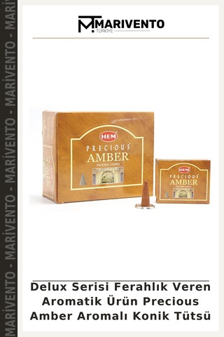 Delux Serisi Ferahlık Veren Aromatik Ürün Precious Amber Aromalı Konik Tütsü