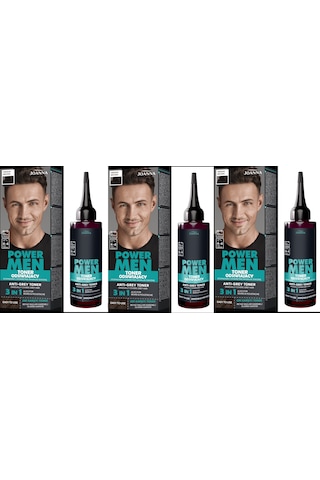 Power Men Anti-grey Toner 3ü1arada Saç Sakal Bıyık 03 Orta Kahverengi 3 Adet