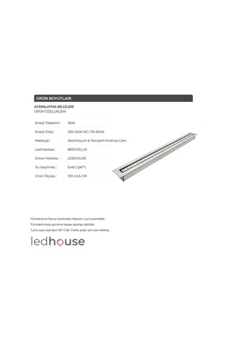 100 Cm Wallwasher 36 Led 36W Sıva Altı Duvar Boyama Dış Mekan