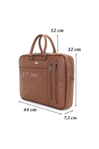 Case Club 2208-5 Laptop Evrak Çantası Büyük Boy 17.3 İnç El Omuz Çantası Taba