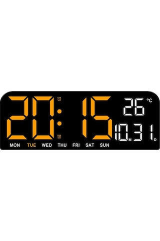 Tenfowee Renkli Led Dijital Alarm Saat - Sıcaklık, Tarih, Hafta Günü Gösterimi, Güneş Işığı Sensörlü, 12/24 Saat Formatı, Ev Ofis Kullanıma Uygun Turuncu Yeşil