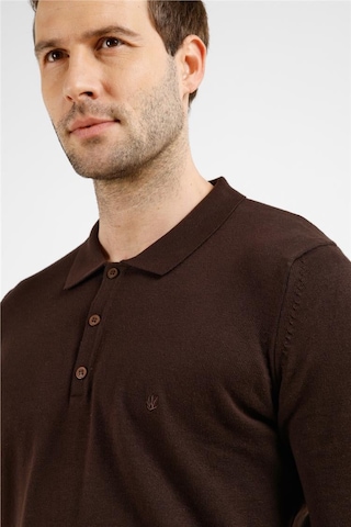 İmza Kahverengi Polo Yaka Cepsiz Comfort Fit Classic Pamuklu Triko Kazak 1012255307 Kahverengi