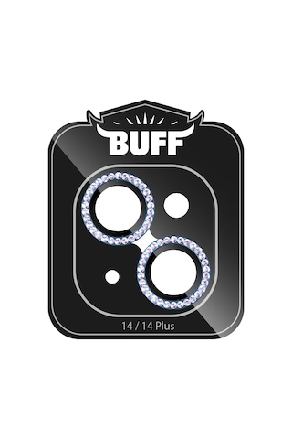 Buff Apple Uyumlu iPhone 14 / 14 Plus Diamond Kamera Lens Koruyucu Mavi