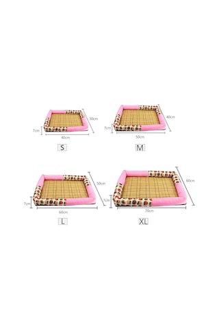 Maiyame Pet Summer Cool Mat Hasır Bambu Uyku Yatağı Orta Boy Evcil Köpek Kedi İçin Rahat Yastık 10