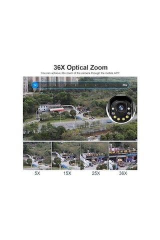 4k Wifi Güvenlik Kamerası 36x Optik Zoom, Çift Lens, Gece Görüşlü, Alarmlı, Motorize Odaklama
