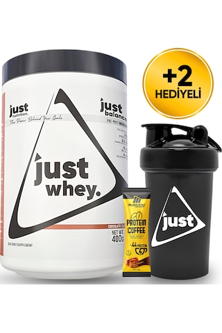 Just Nutrition Whey Protein Tozu + Karbonhidrat 400 Gr 8 Servis Çikolata + Shaker + Protein Kahve Çikolata Aromalı